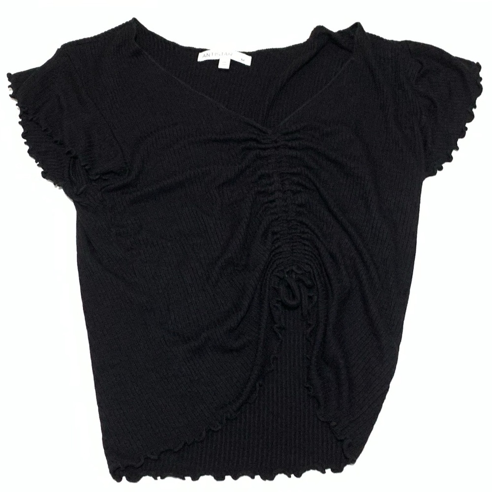 Black Ruched Crop Top